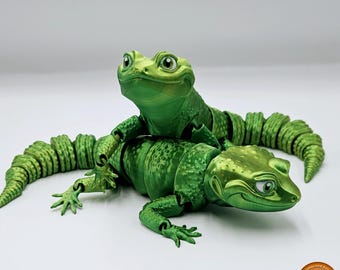 3D Printed Gecko, Articulated, Super Cute Lizzard, Wiggly fun fidget toy