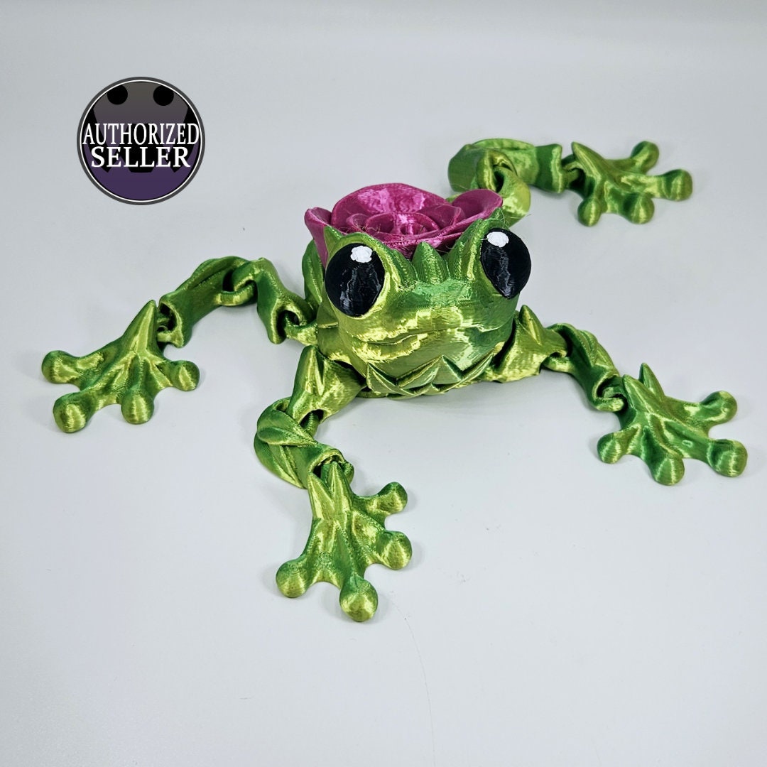 Articulated Beautiful Rose Frog 3D Printed Ornament, Anxiety Toy