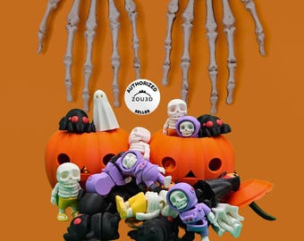 Spooky Halloween Mini Fidget Pack - 3D Printed Pumpkin with 7 Themed Fidgets & Tealight Glow - Unique Halloween Decoration and Fun