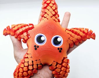 Sandy The Sea Star, 3D printed Articulated Fidget Fun! Cute Sea Creature, Flexi Gift