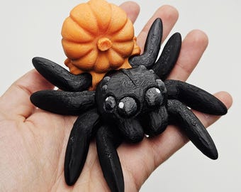 3D printed Pumpkin Spider, Spooky Gift for Trick or Treaters, Cute spider Fidget