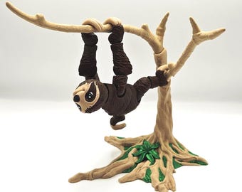 Slo-Mo Sloth 3D Printed Articulated Sloth Fidget, Unique Sloth Gift or Desk Buddy, Collectable, Swing and Hang wherever you go, Perfect Duo