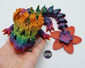 Articulated flexi baby cherry blossom dragon 3D printed fidget toy, Home décor, Fidget, Collectable, Gift, Present, Fun, Giant baby dragon,