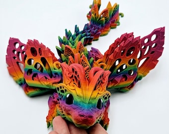 Memorising Baby Fae Wolf 3D Printed Articulated Dragon, Unique Gift with Flexi Joints is perfect for anyone looking for something different