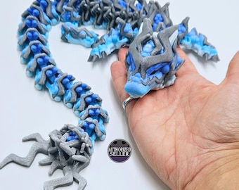 Fierce Storm Dragon 3D Printed Articulating Masterpiece, Thunder & Dragon Fusion, Dynamic Fidget Toy or Stormy Home Décor, Collectable fun