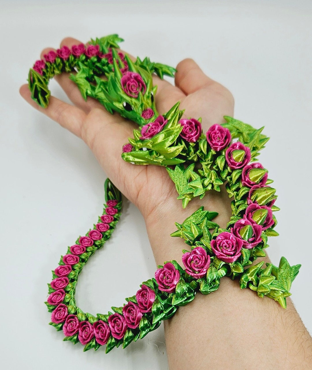 Dual Colour Rose Dragon Adult and Baby Beautifully 3D Printed, Fun