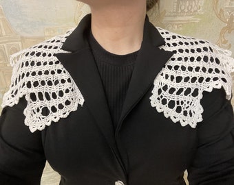 Big White Lace Collar Crochet Lace Collar Victorian Collar Women Necklace Natural 100% Cotton Collar Handmade Ukraine