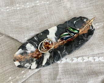 Concrete Feather Jewelry Tray, Decorative Catch-All Tray