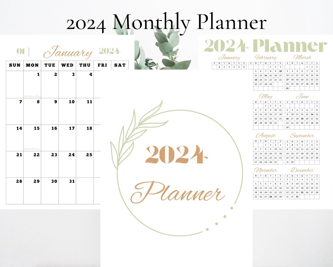 2024 Printable Monthly Planner With Holidays - PDF Download - Etsy