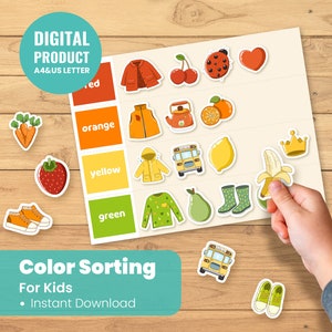 Color Sorting Activities - Color Matching Games - Toddler Busy Book Printable Color Learning Binder - Homeschool Preschool Curriculum