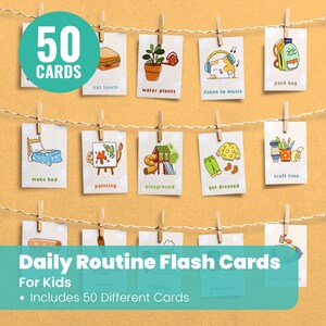 Tägliche Routine Karteikarten - Kleinkind Routine Chart Visueller Stundenplan für Kinder - Homeschool Routine Karten