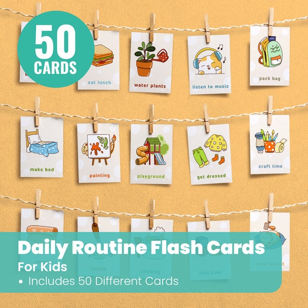 Daily Routine Flashcards - Toddler Routine Chart Visual Schedule for Kids - Homeschool Routine Cards