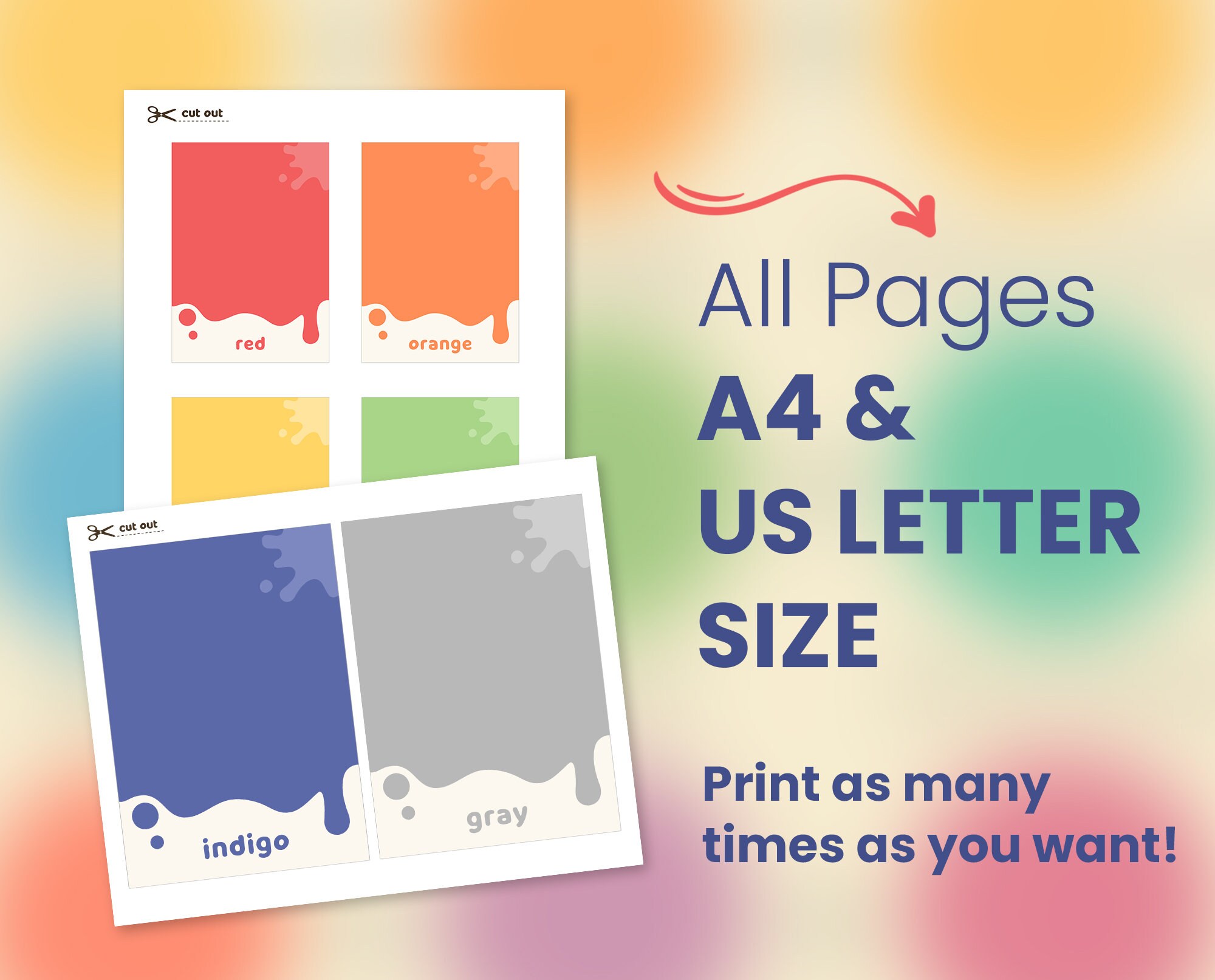 Inflatable Color Card Printable Color Flashcards for Kids - Educational Color Cards ...
