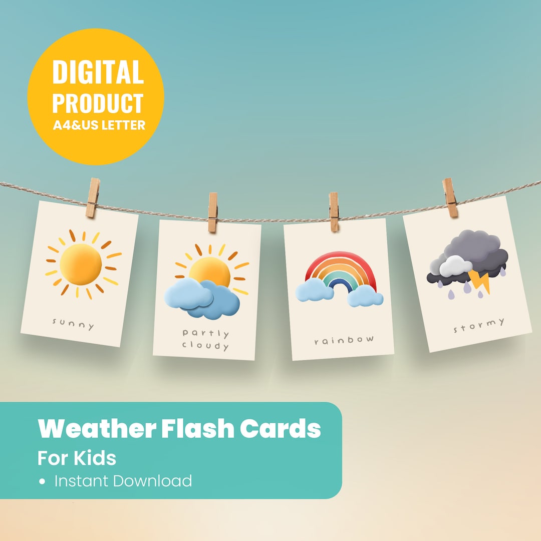 Weather Flashcards - Homeschool Montessori - Toddler Flash Cards ...