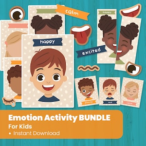Emotions Activity Bundle - Toddler Emotions Chart - Homeschool Activity - Montessori Materials - Emotion Flashcards - Feeling Matching Game
