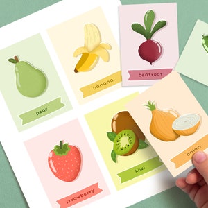 Fruits and Vegetables Flash Cards - Learning Flash Cards - Montessori ...