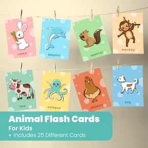 Animals Flashcards - Montessori Materials - Educational Printable Cards -Educational Fun for Kids and Preschoolers Activity