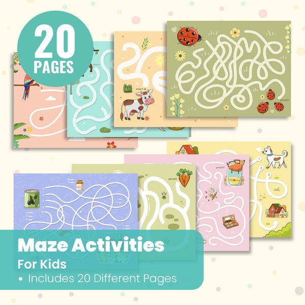 Maze Activity Book Printable - Busy Book for Toddlers - Maze Games - Maze Busy Book for Kids - Preschool Activity Book