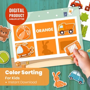 Color Matching Activities - Color Sorting Game - Learning Colors - Toddler Busy Book Printable Color Learning Binder - Preschool Activities