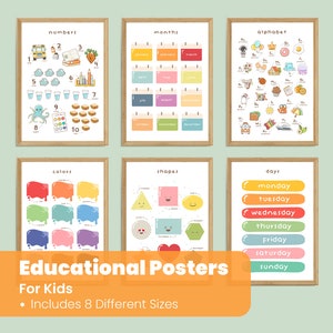 Set of 6 Educational Posters - Homeschool Printables - Educational Posters - Classroom Posters - Learning Posters - Digital Download