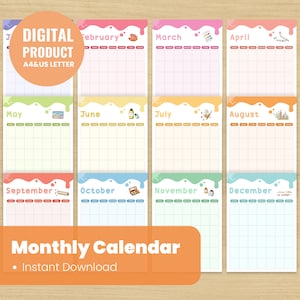 Printable Calendar for Kids - Perpetual Calendar - Homeschool Preschool Curriculum - Classroom Calendar - Kids Schedule