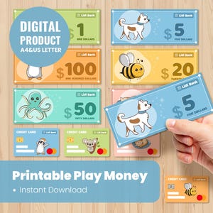 Printable Play Money For Kids - Pretend Play Money - Dramatic Play - Classroom Bucks - Learning Money - Homeschooling - Mom Money