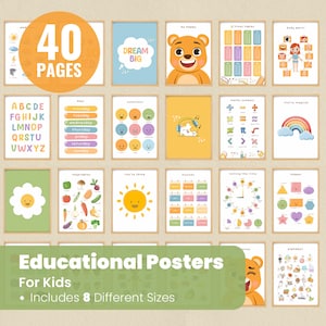 40 Educational Posters Set - Classroom Decor Bundle - Montessori Classroom Decor - Homeschool Prints - Toddler Playroom Decor