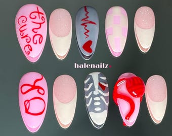 Olivia Rodrigo Unraveled Tour Inspired Press On Nails | You Seem Sad For A Girl So In Love | The Cure Inspired Nails | Handmade Press Ons