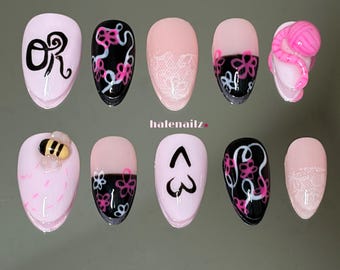 Olivia Rodrigo Unraveled Tour Inspired Press On Nails | You Seem Sad For A Girl So In Love | The Cure Inspired Nails | Handmade Press Ons