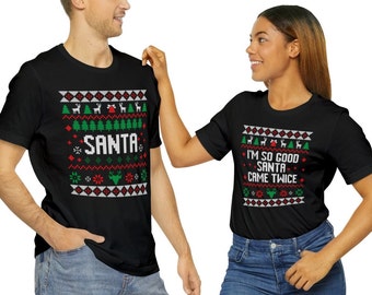 Paare, die hässliche Weihnachten Pullover zusammenstellen, lustige Paare hässliche Weihnachten Pullover-Hemd, Weihnachtsmann kam zweimal Hemd, Unisex Sweatshirt