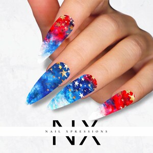 U.S.A. Watercolor Nail Decals |  Nail Art Water Transfer | Nail Wraps