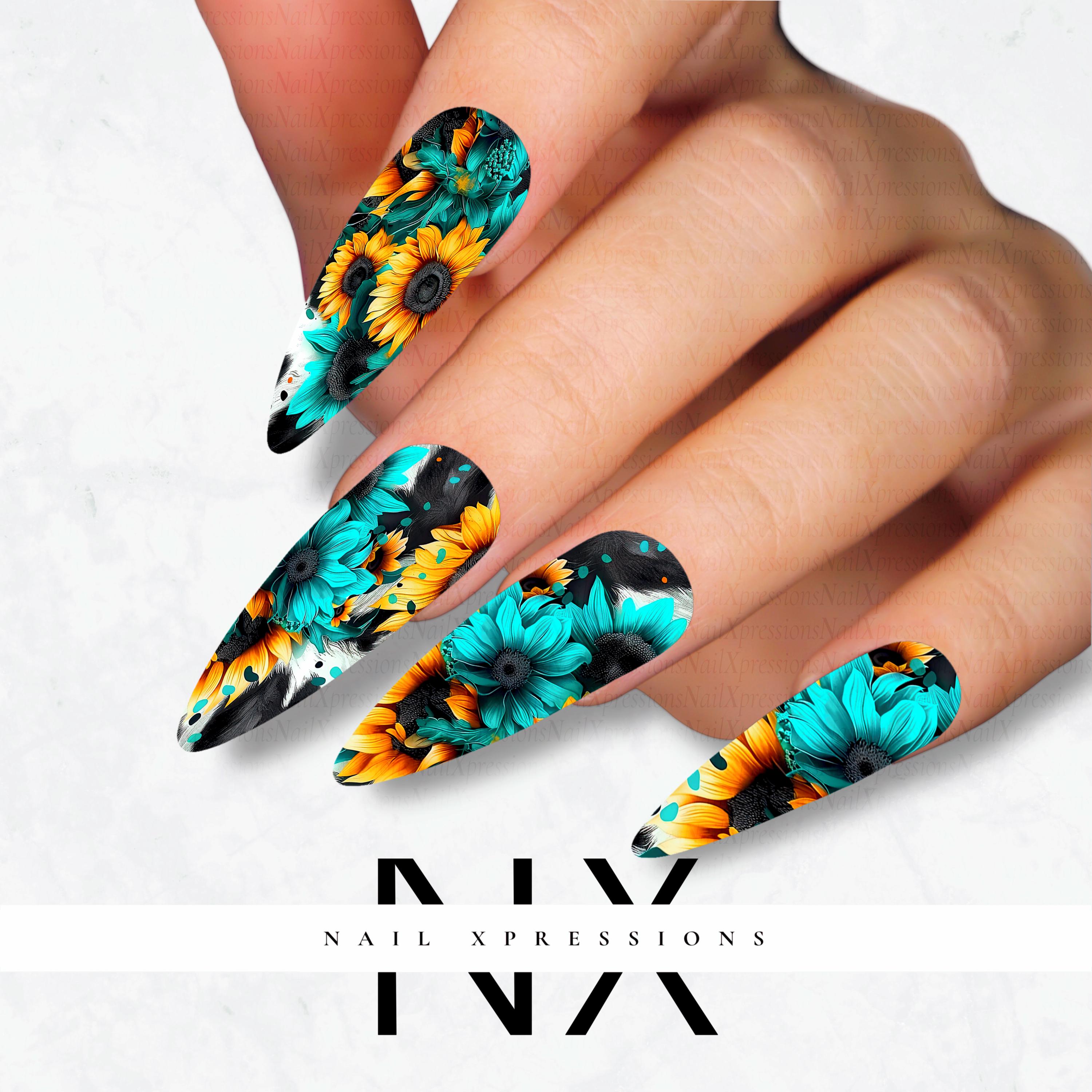 Sunny Sunflower Nail Sleeve Design