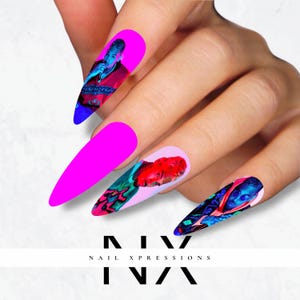 Pink Chris Breezy Brown Nail Decals |  Nail Art Water Transfer | Nail Wraps