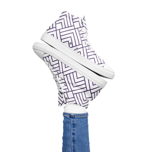 Women’s high top canvas shoes with modern scandi pattern