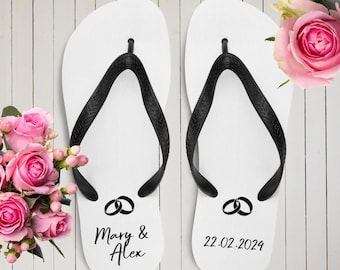 Customised wedding flip-flops, personalisable wedding give away