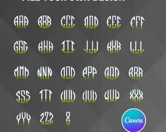 Canva Frame Monograms, Editable template, Canva Frame Circle Monograms, Fill Your Own Drag & Drop Templates, Initials, Commercial Use