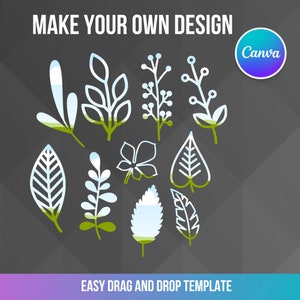Canva Frame Leaves, Editable template, Canva Frame Foliage, Fill Your Own Drag & Drop Templates, Commercial Use