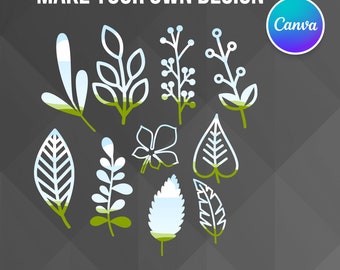 Canva Frame Leaves, Editable template, Canva Frame Foliage, Fill Your Own Drag & Drop Templates, Commercial Use