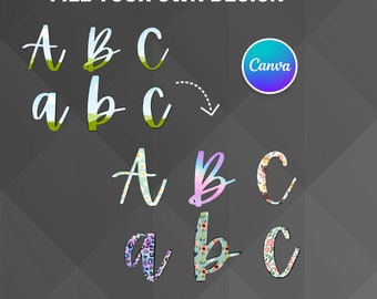 Canva Frame Font, Editable template, Canva Frame Apricot Alphabets and Numbers, Fill Your Own Drag & Drop Templates, Commercial Use
