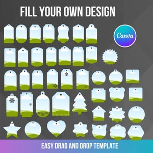 Make Your Own Gift Tag, Bundle Canva Frame Template, Editable Templates, Easy Drag and Drop Photo or Patterns, Digital Elements