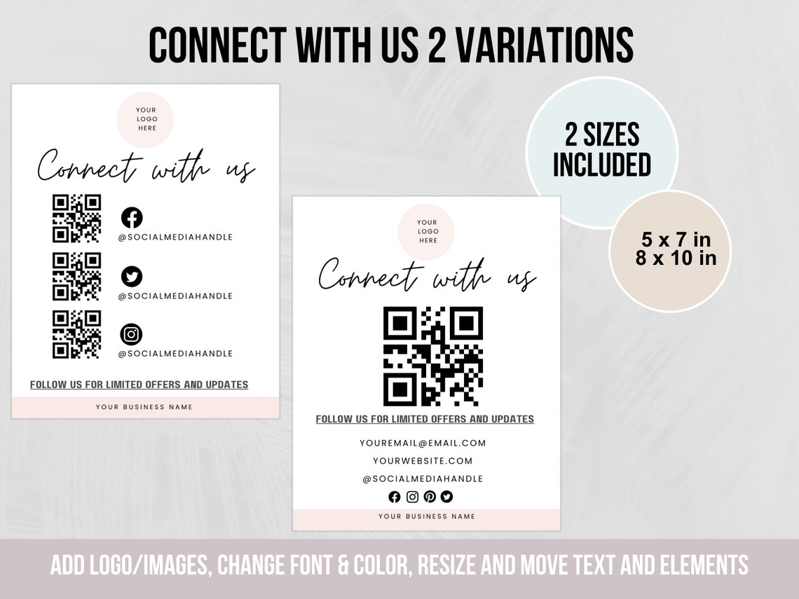 Leave Us a Review Editable Card, Editable Canva Template, QR Code