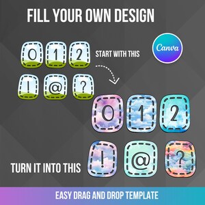 Canva フレームの数字と記号、編集可能なテンプレート、Canva フレームのステッチ フォント、ドラッグ アンド ドロップ テンプレートの記入、商用利用