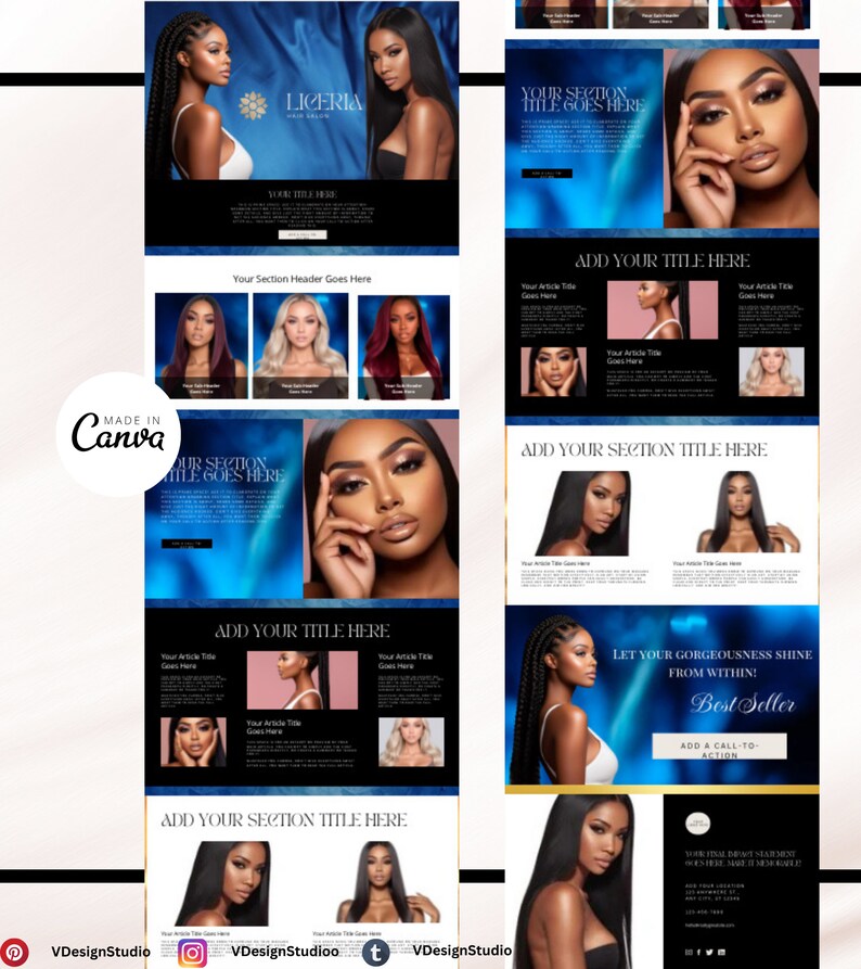 Premade site Template for Beauty and Hair Boutique Beauty Design for Hair Online