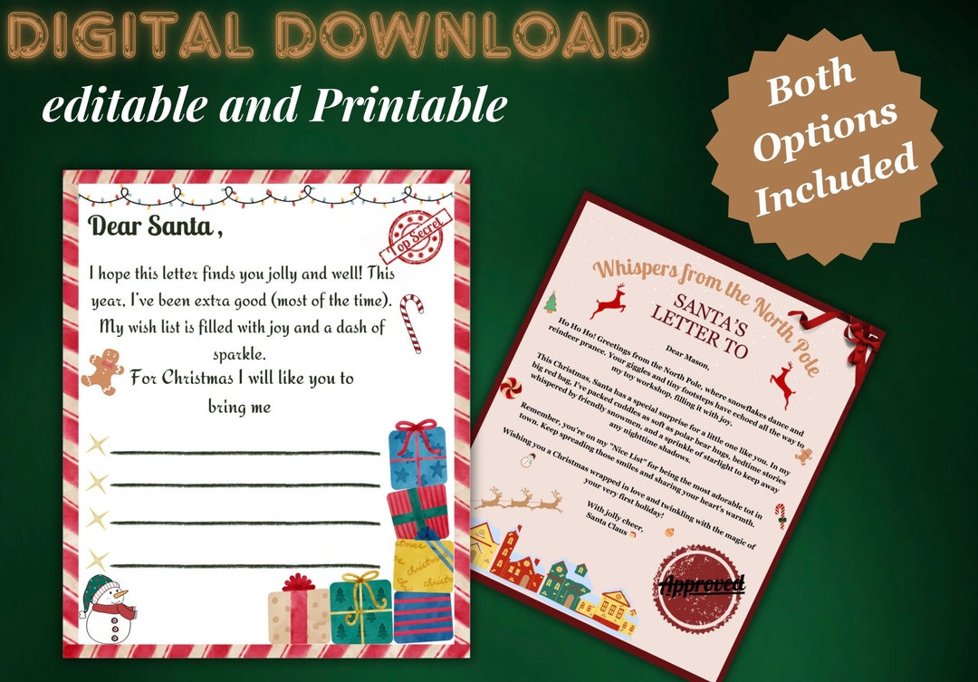 Letter to Santa Editable Name Santa Response to Letter - Etsy