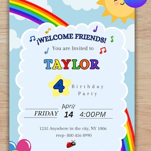 Kids Birthday Invitation, Colorful Invitation, Birthday Invite, Birthday Party Invitation, Melon invitation, Kids theme invitation