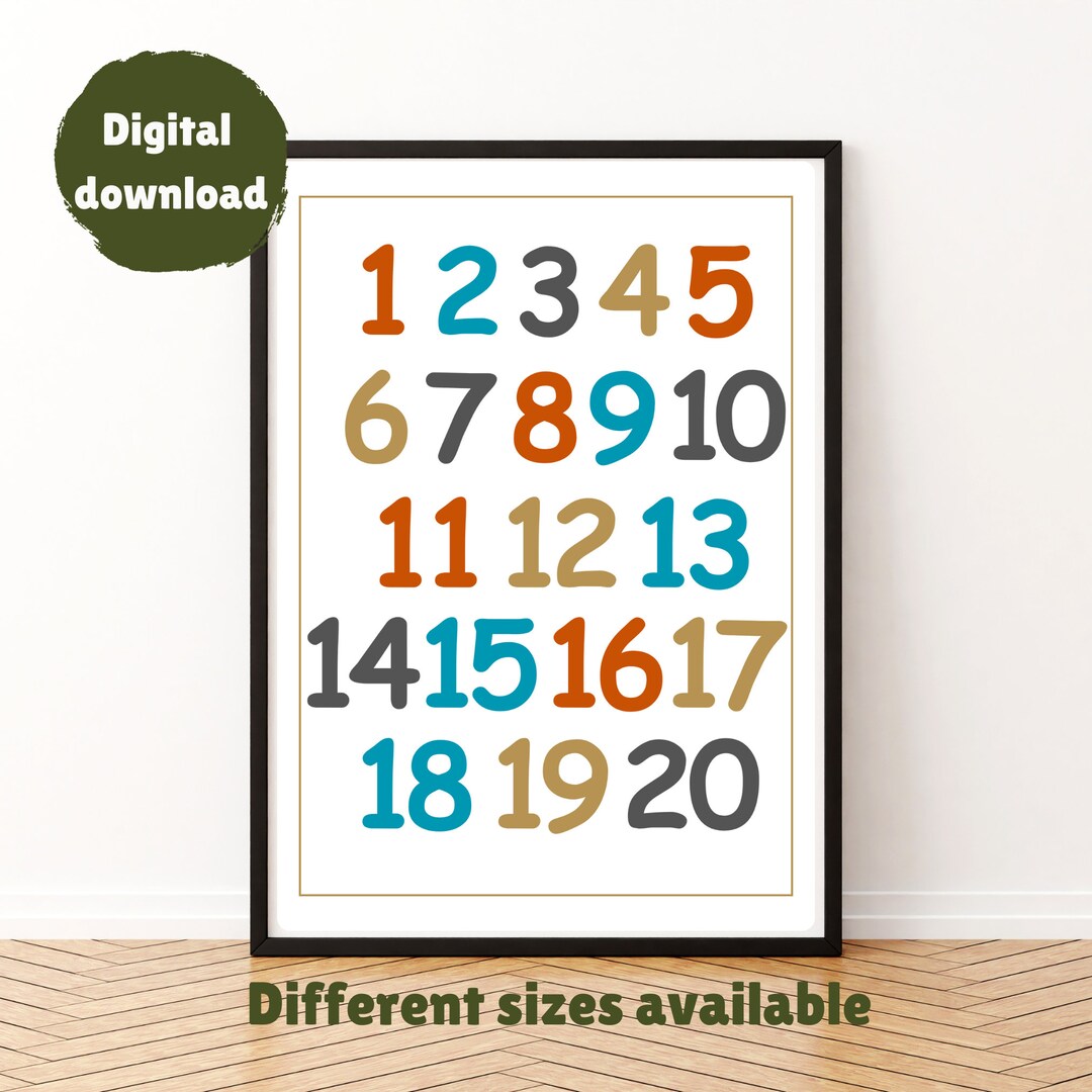 Numbers 1 - 20 Poster - Math - Flash Cards - Homeschool - Numbers Print ...