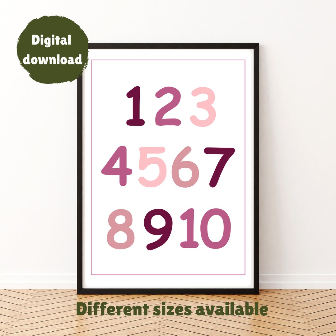 Numbers 1 - 10 Pink Poster - Math - Flash Cards - Homeschool - Numbers ...