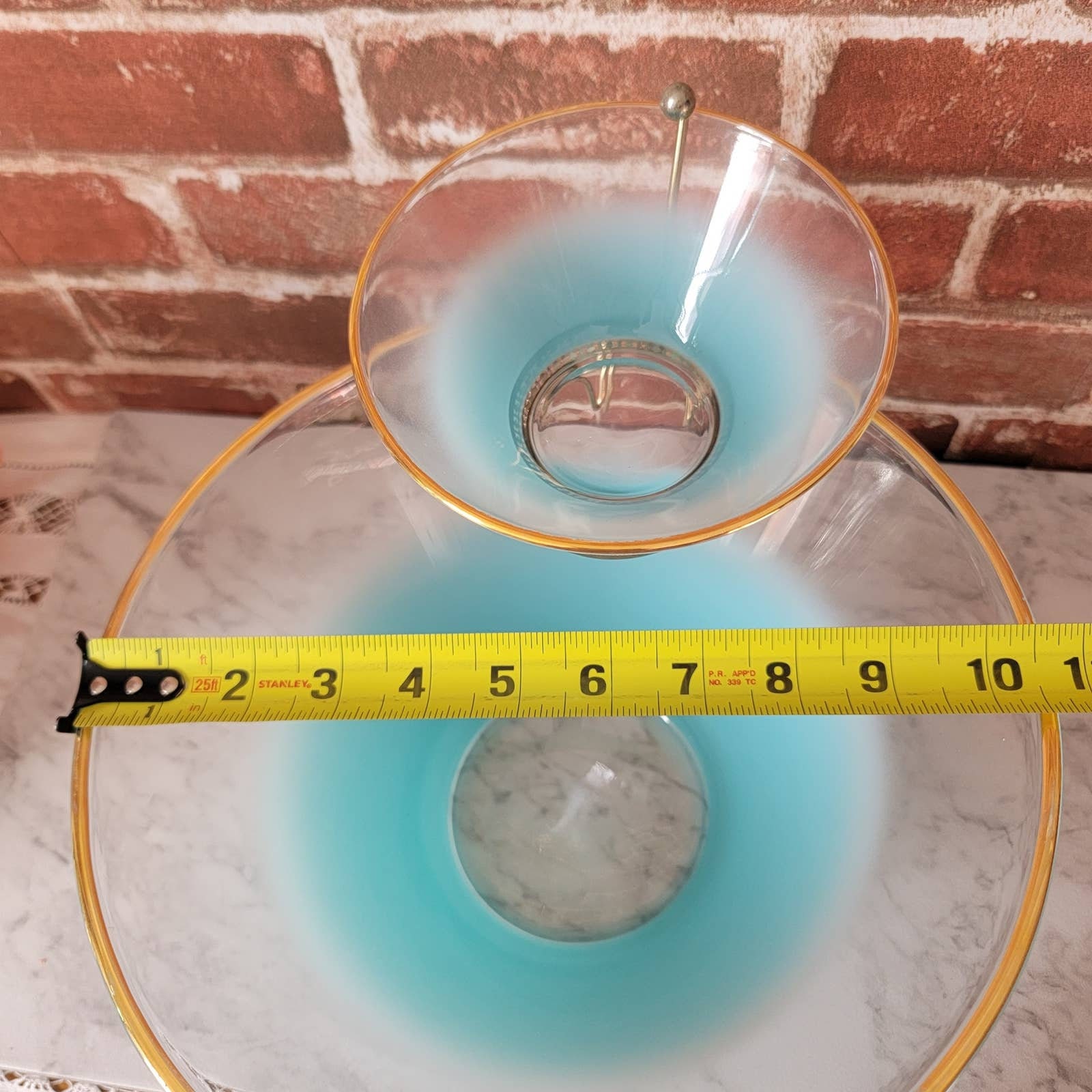 Vintage BLENDO Blue Frosted Glass Chip 'n Dip Set West Etsy