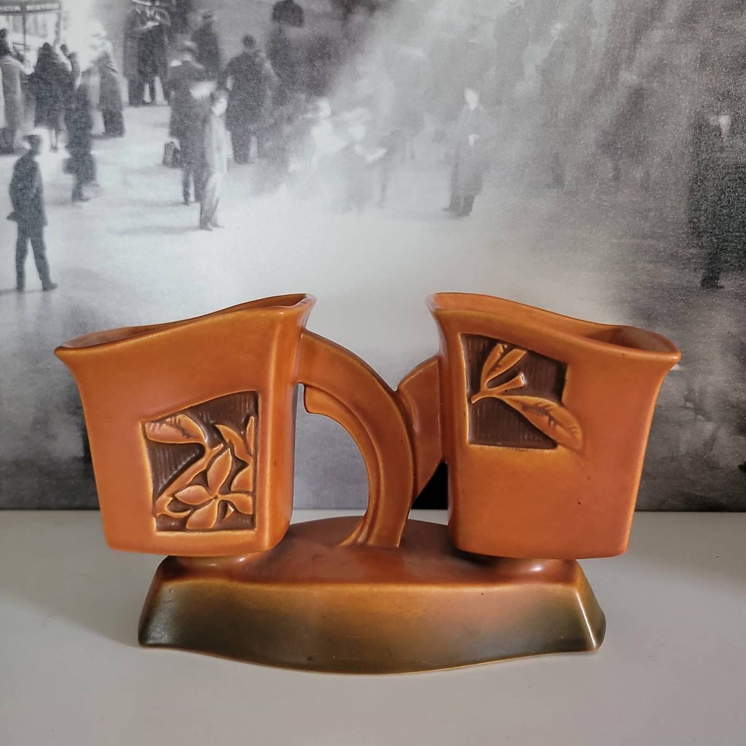 Vintage Roseville Silhouette Pottery Double Vase Dual Etsy