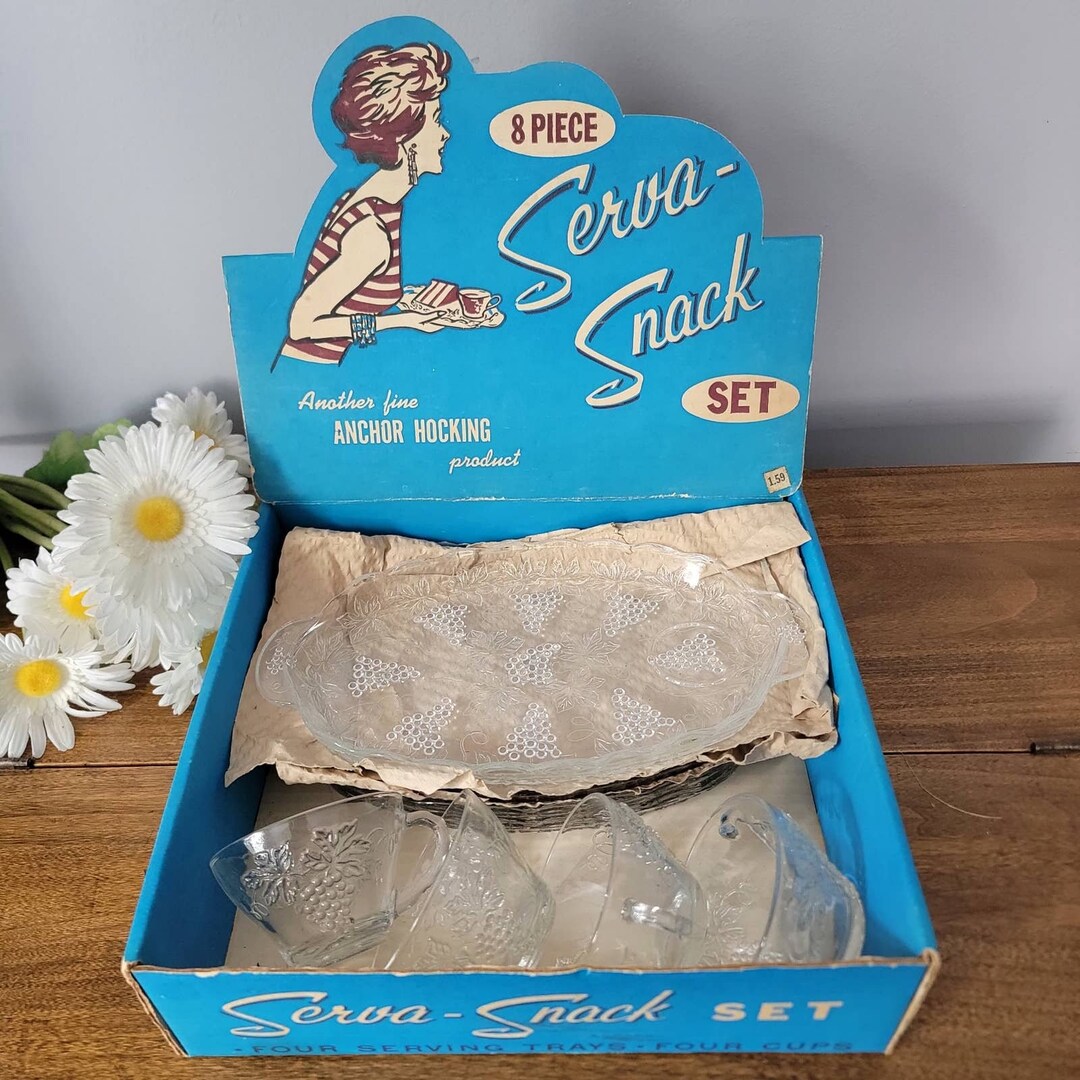 Vintage Servasnack Set Original Box 8 Piece Set NOS